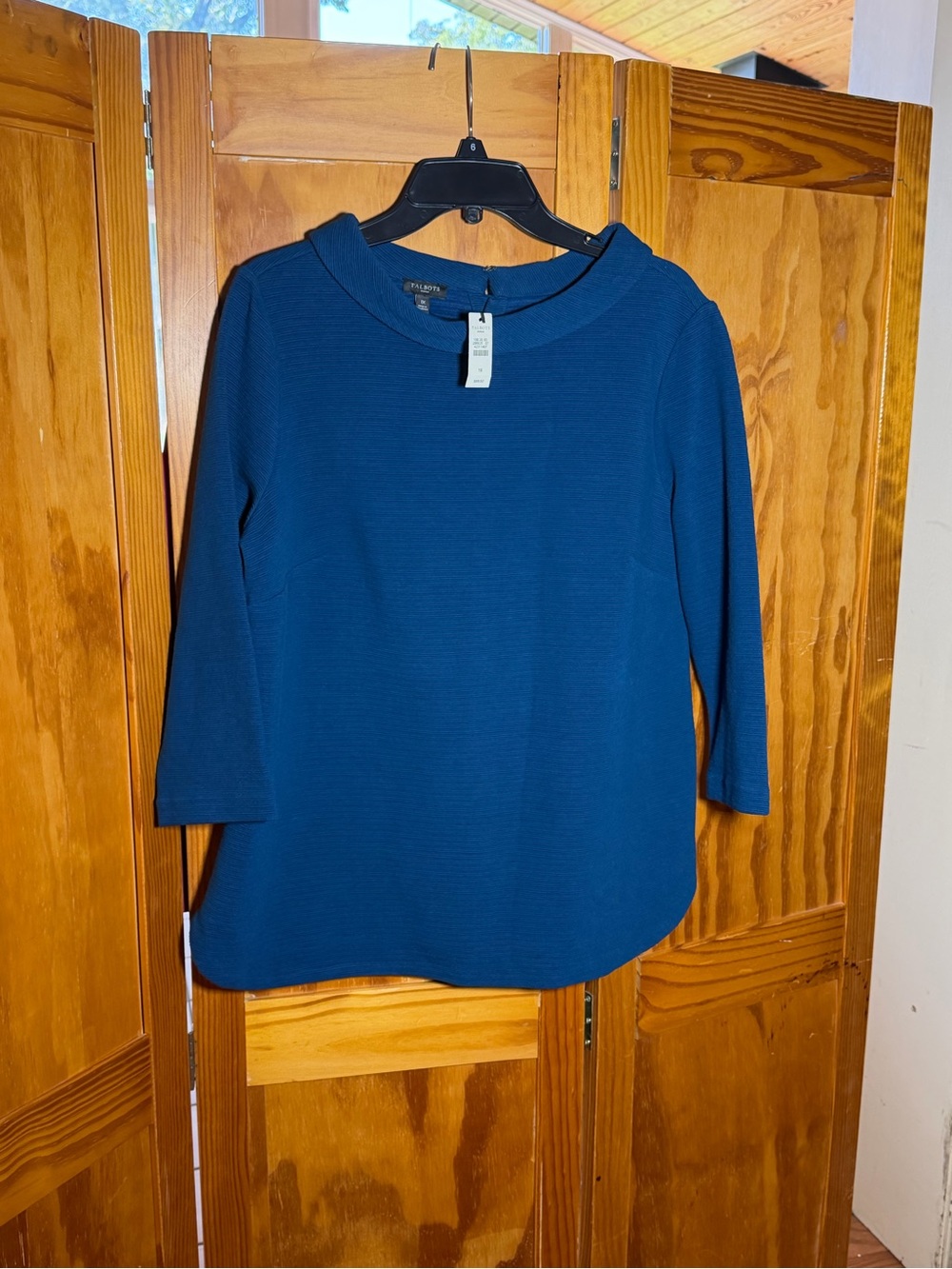 NWT Talbots Blue Portrait Collar 3/4 Sleeve Knit Top| Sz 1X|Office, Preppy
